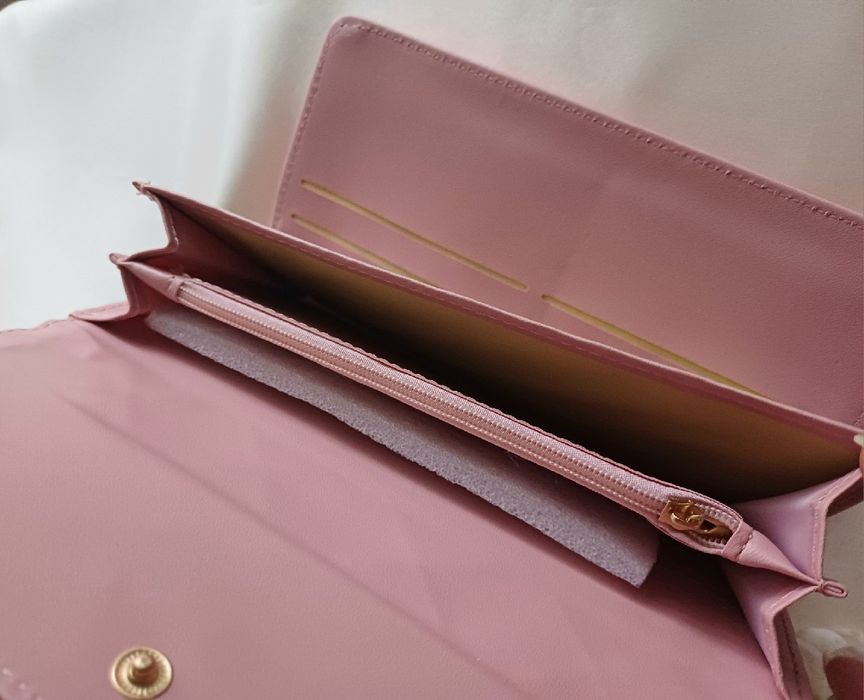 Damski portfel ze skóry naturalnej- Różowy