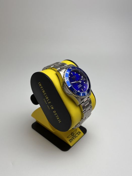 Invicta 47138, чоловічий годинник з синім циферблатом, інвікта срібло