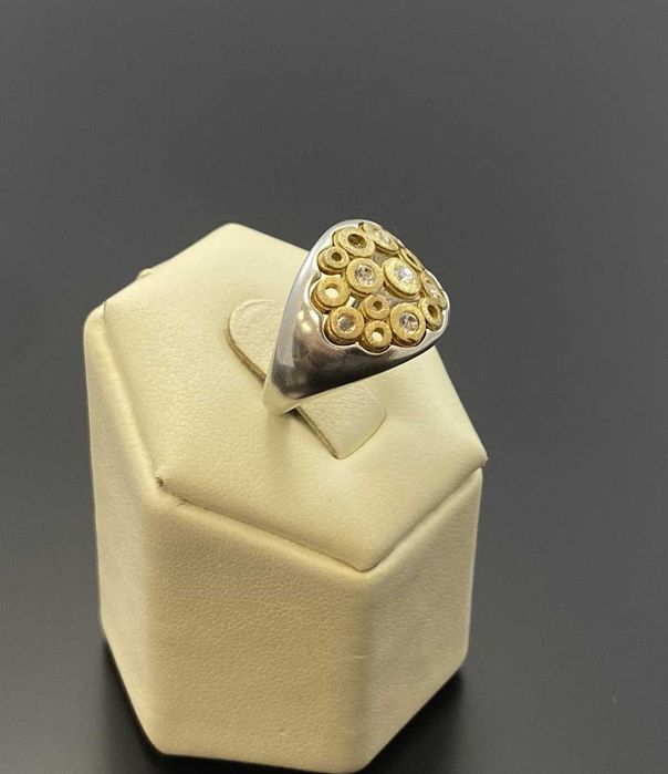 Srebrny pierścionek z pozłacaniem Ag925 r16