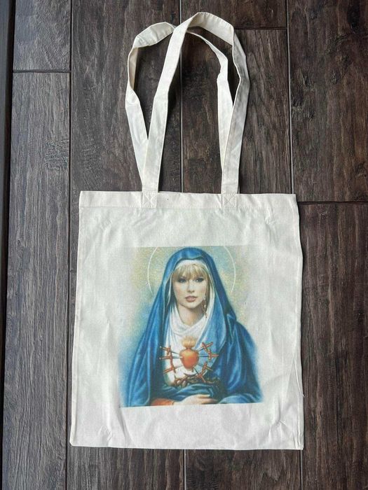 Torba tote bag taylor swift jezus Jesus beige cotton bawełna