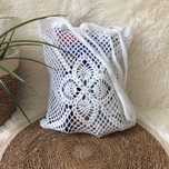 Torba biała siatka boho szydełko ananasy shopper hippie vintage y2k