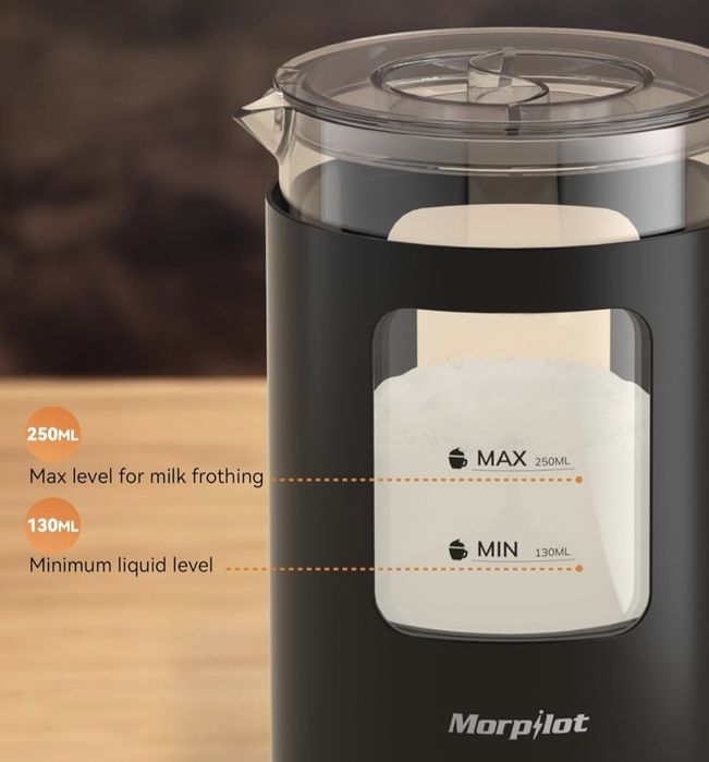 Morpilot Elektryczny spieniacz do mleka, 130-600 ml, 550 W 4 w 1, Nowy