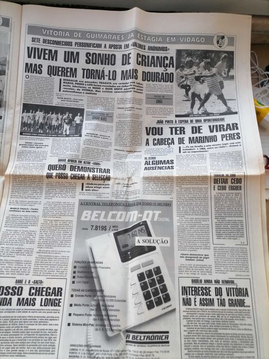 Jornal A Bola BENFICA/João Pinto Contratado ao Boavista 1992