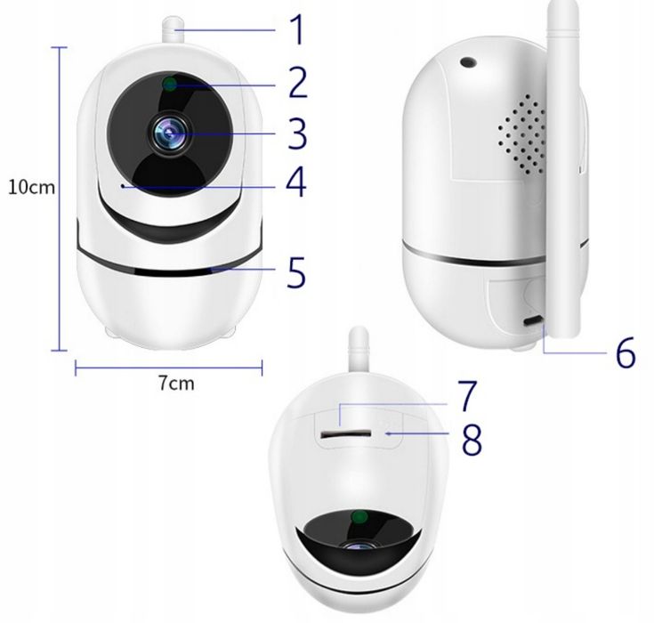 Kamera niania bezprzewodowa FULL HD obrotowa czujnik ruchu Wi-Fi SD