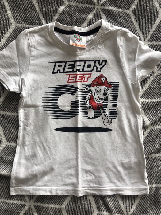 Bluzka koszulka t-shirt biała psi partol 110/116