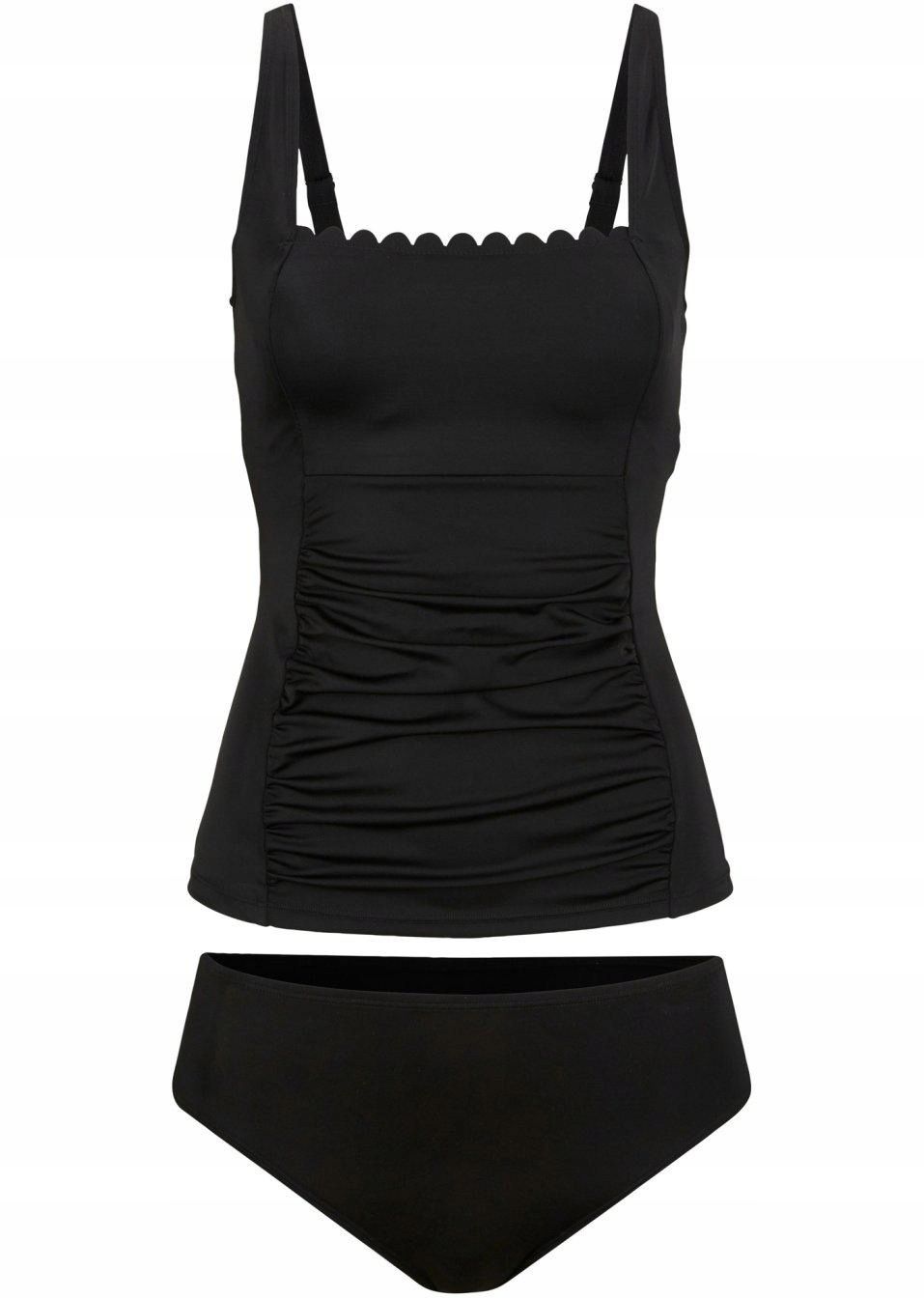 B.P.C tankini czarne z poliamidu z recyklingu z figami w komplecie r.4