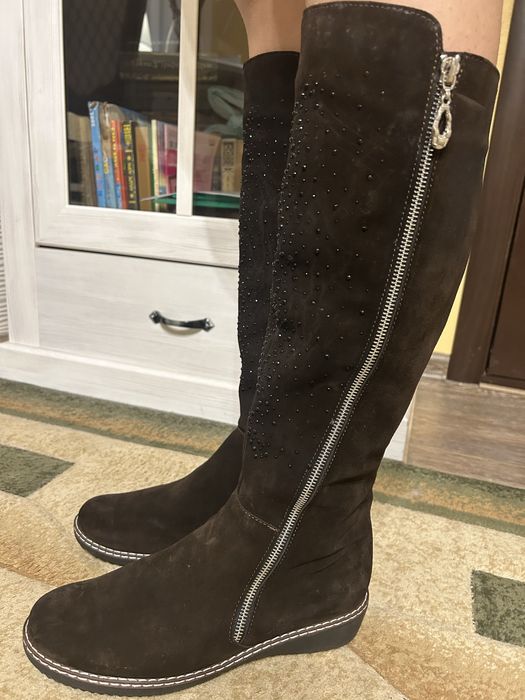 Чоботи натуральна замша на флісі