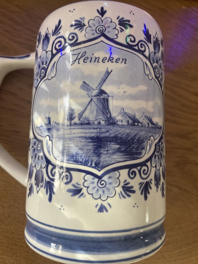 Porcelana Delft handmade Heineken 1992 rok kubek kufel