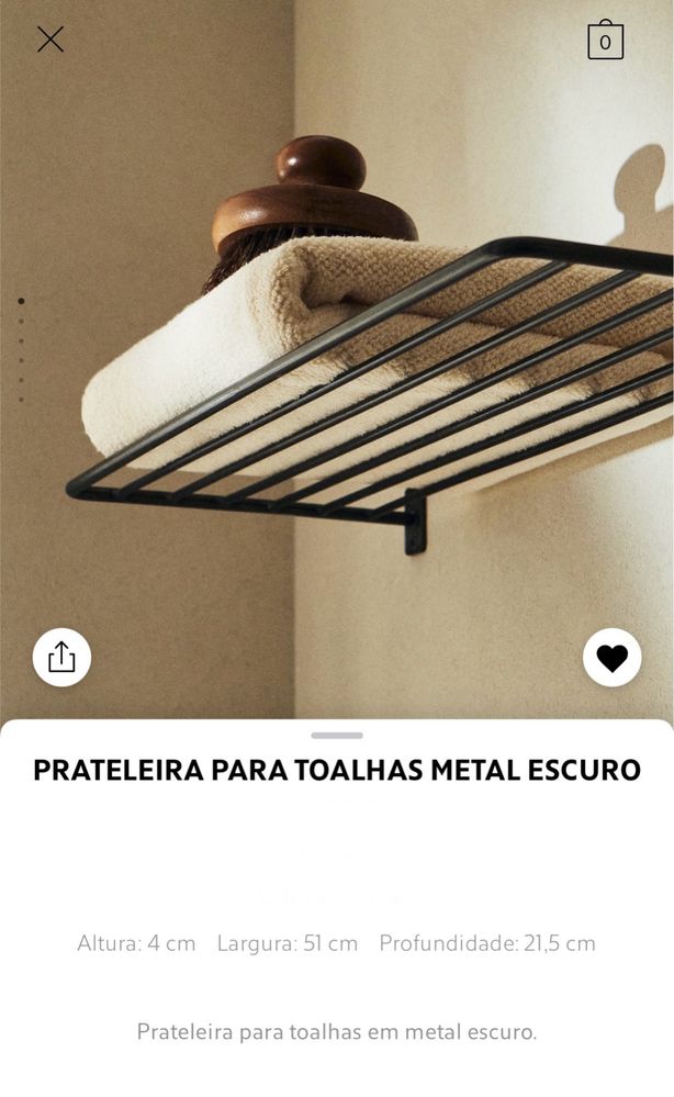 Prateleira Metal Escuro Zara Home NOVO