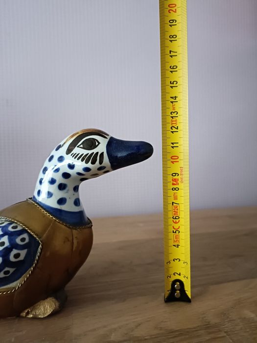 Mosiężno porcelanowa kaczka