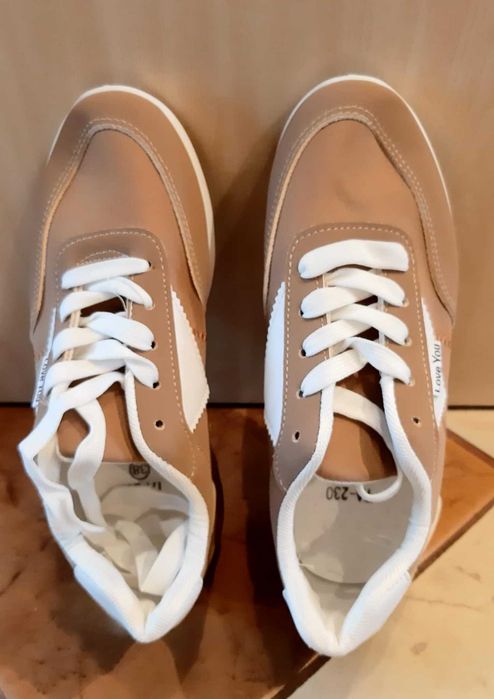 Buty sportowe SNEAKERSY damskie brązowe, rozmiar 38