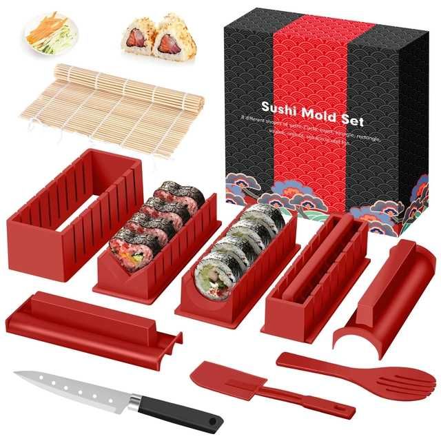 SKYSER – Zestaw do Robienia Sushi (12 elementów, Czerwony)