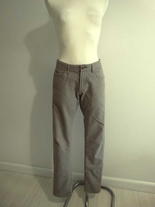 Spodnie Massimo Dutti Beżowe Bawełna Proste Nogawki Slim Fit L