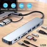 USB hub 8 em 1 concentrador adaptador