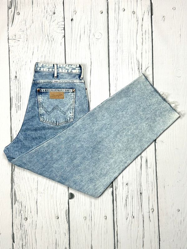 Wrangler Barrel Jeansy Damskie Straight Fit Wysoki Stan Logowane r. W3