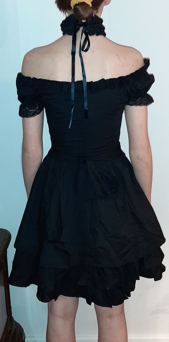 Sukienka czarna LARP cosplay wednesday M 38 NOWA