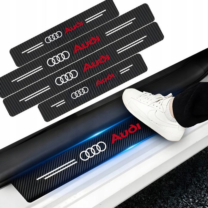 Захисна плівка накладка на пороги для Audi Чорний Карбон Плюс 4 шт