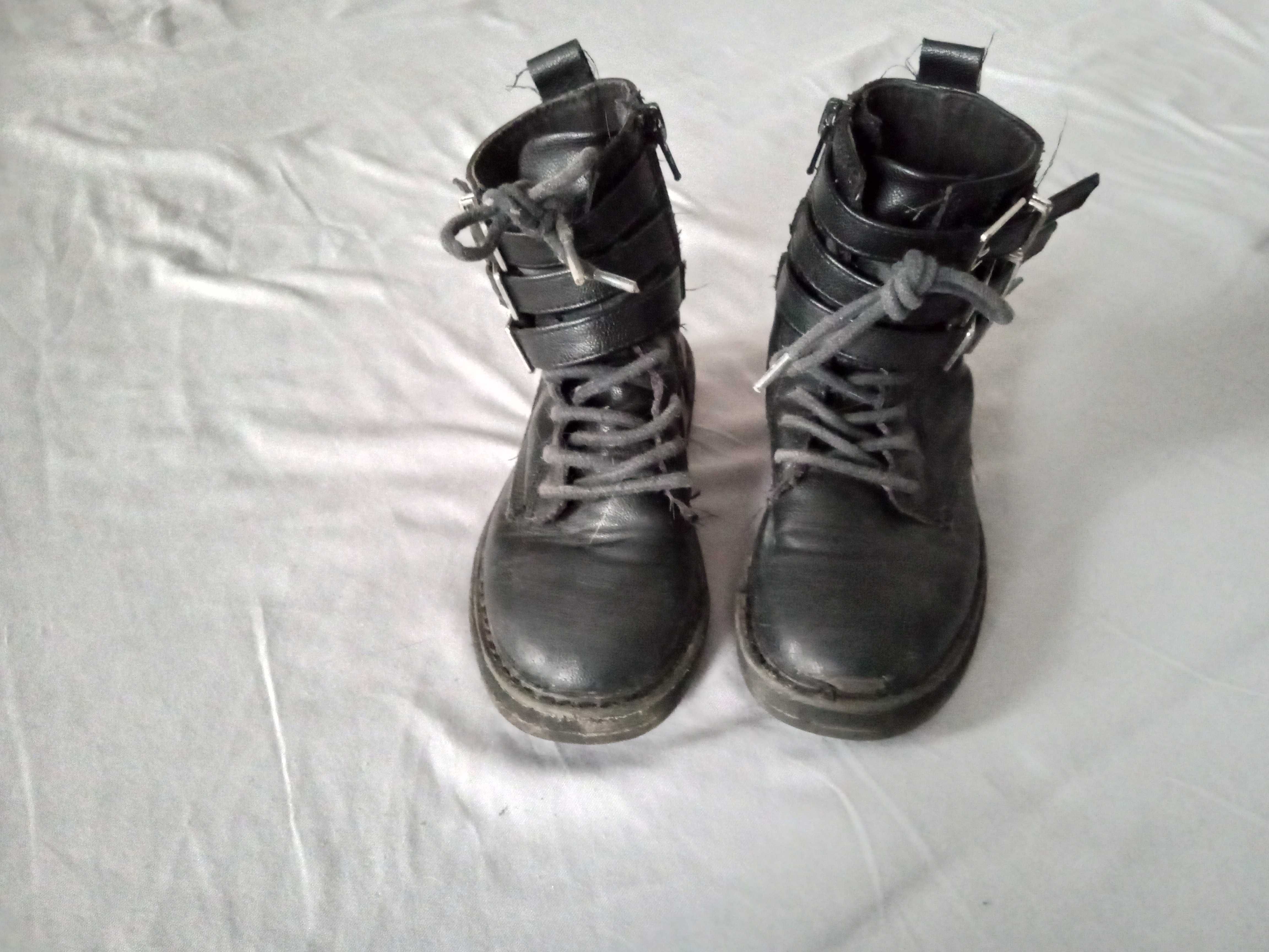 Czarne skórzane buty zimowe dla dziewczynki r.29 zara kids