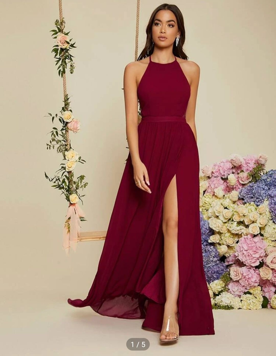 Vestido formal bordeaux