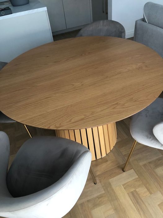 Okrągły stół do jadalni salonu 120 cm fornir drewniany