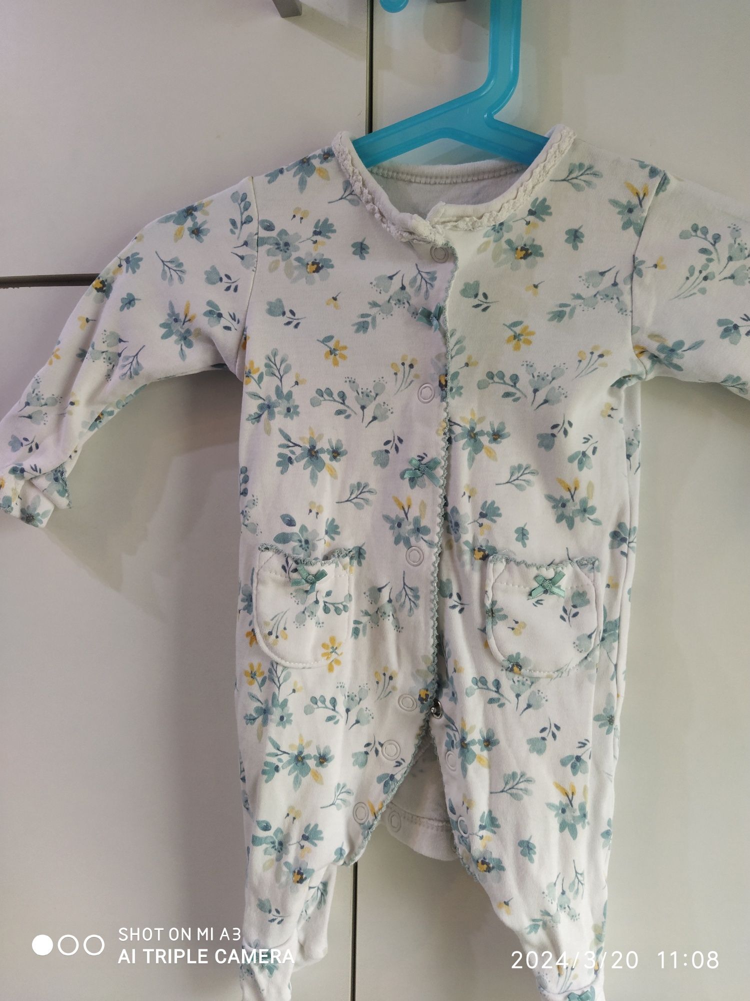 Cudne śpiochy pajac body dziewczynka George kwiaty 56 cm dla noworodka