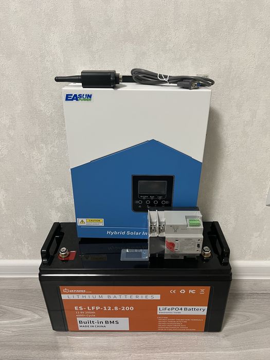 Набір ІнверторEASUN2200Вт220В.Акумулятор 12,8V/200Ah.