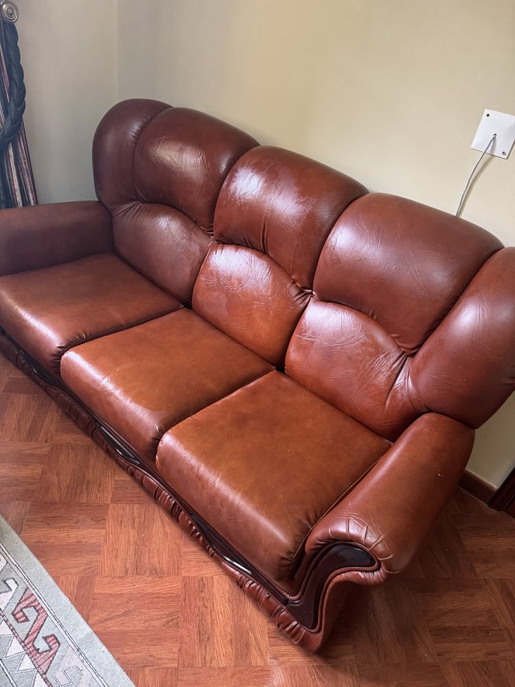 Sofá Cama de Três lugares castanho