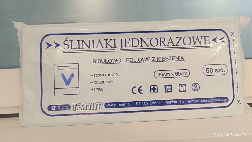 Śliniaki jednorazowe stomatologiczne