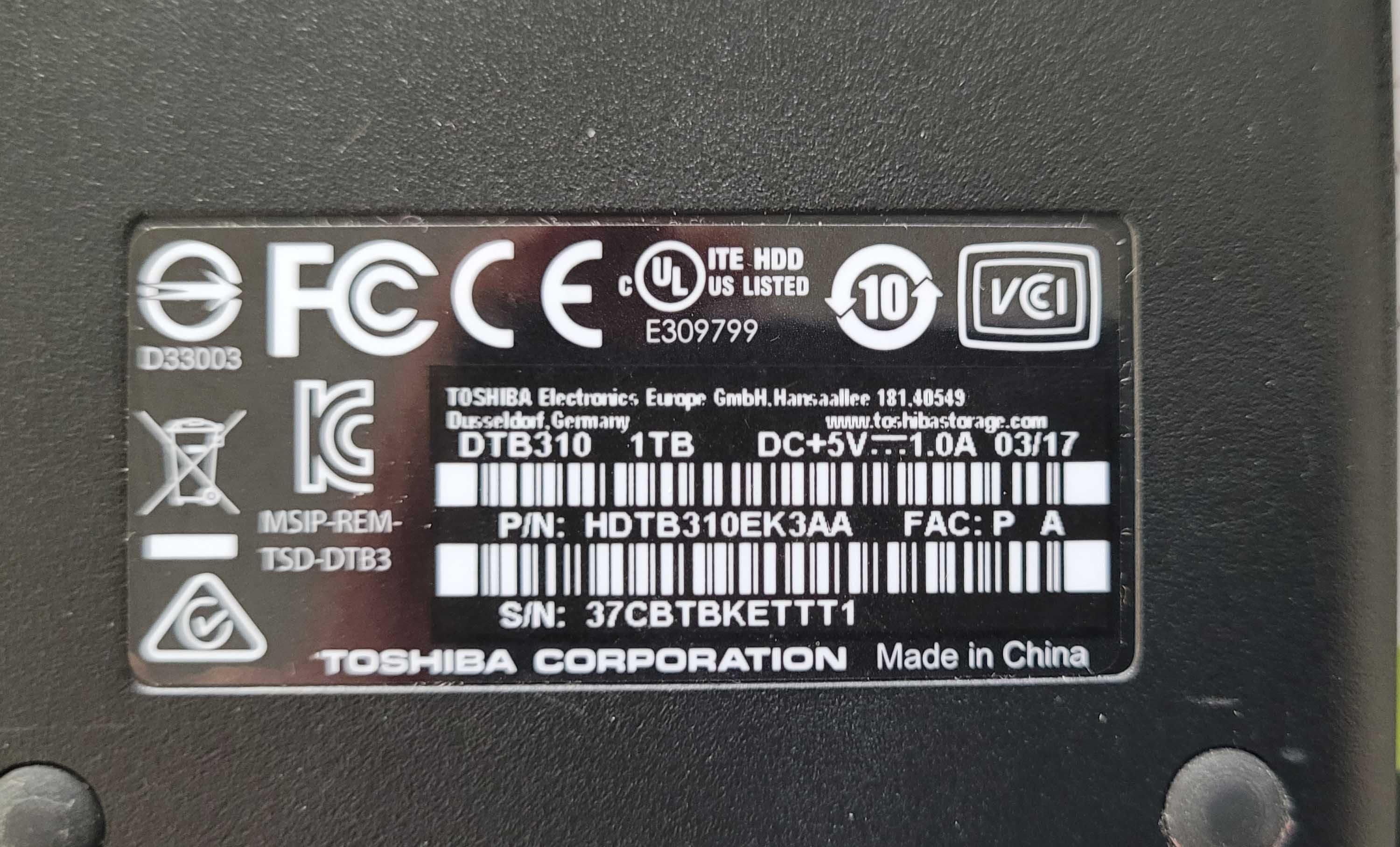 Disco Externo Toshiba Canvio Basics 1TB 2.5 USB 3.0 Preto