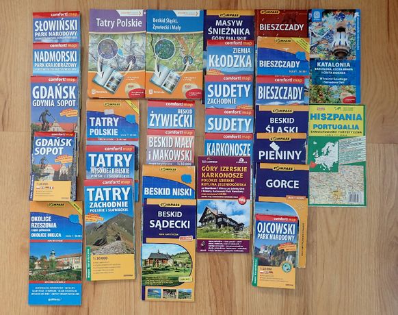 Zestaw map turystycznych - Tatry, Bieszczady, Karkonosze i inne