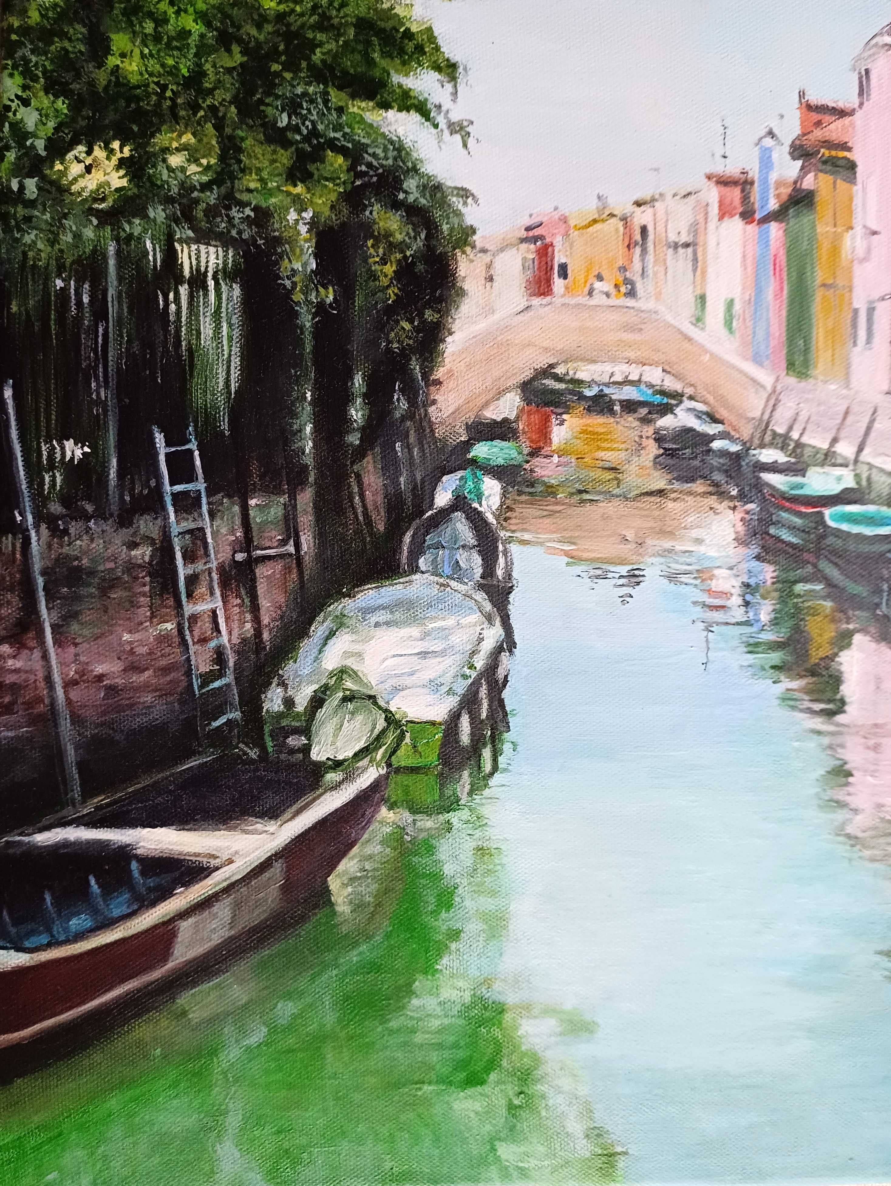 Wenecja, Burano - obraz akrylowy, ręcznie malowany