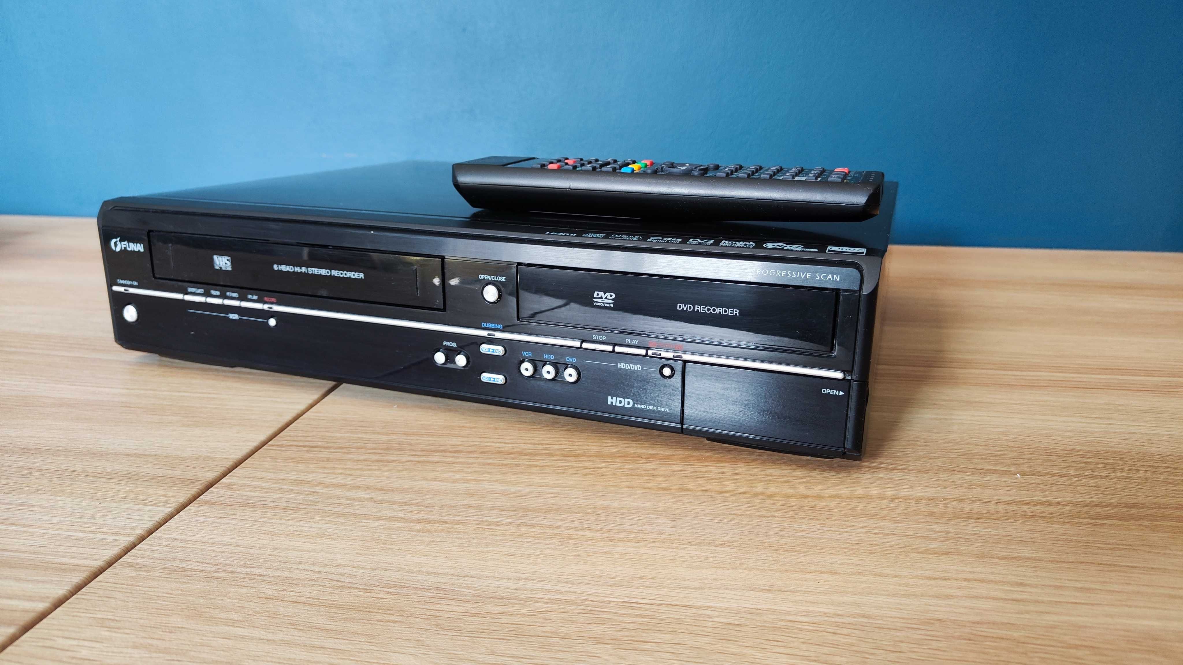Funai TD6D-D4413DB - DVD/HDD/VHS COMBO pilot, przegrywanie VHS na DVD