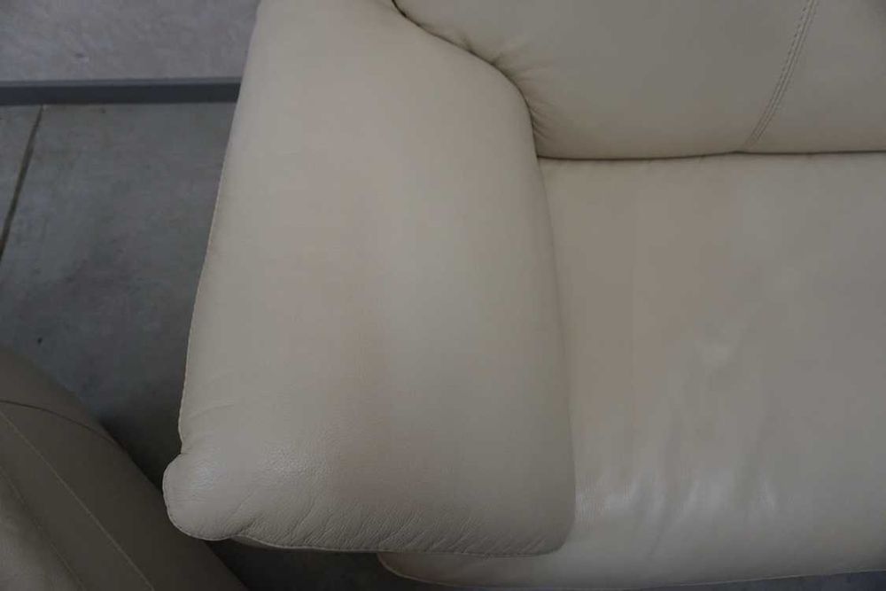 Zestaw 3+1+1 sofa skóra jasna naturalna regulowane oparcia  (w-1100)