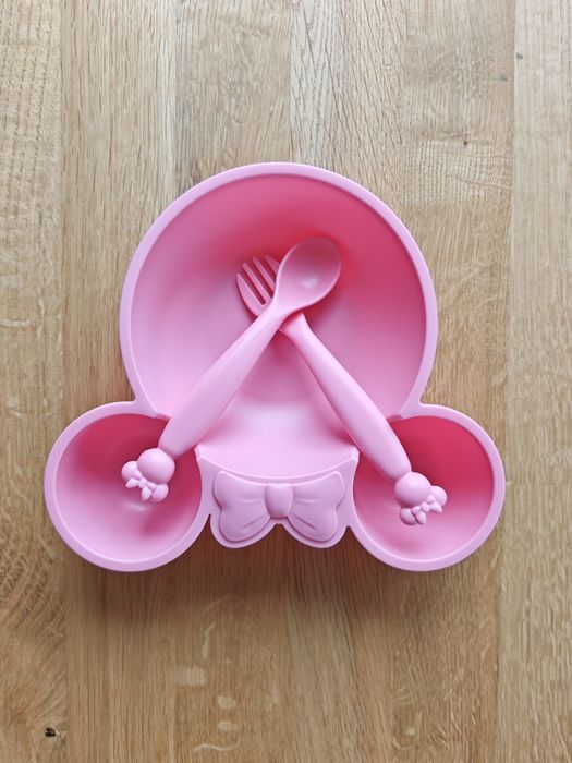 NOWA miseczka dla niemowlaka, zestaw do jedzenia, Minnie, myszka Miki