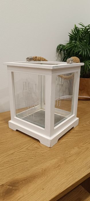 Білий дерев'яний декоративний ліхтар підсвічник фонарь jusk юск