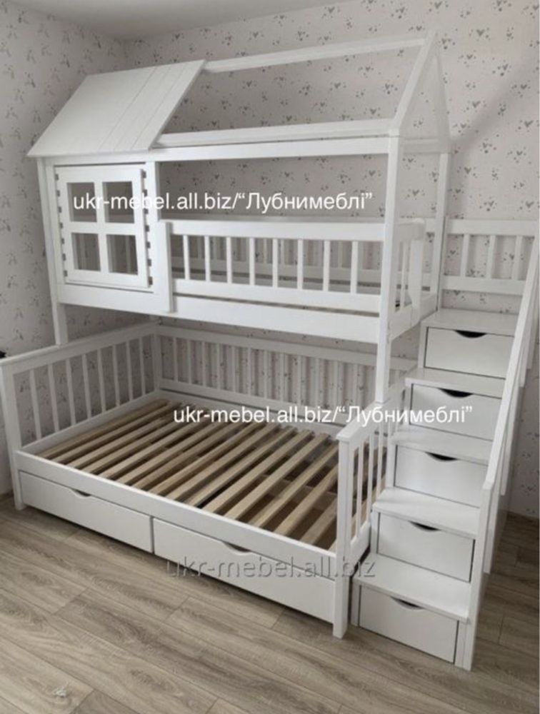 Двоповерхове  ліжко “Домик-плюс 2" ,кровать даухьярусная