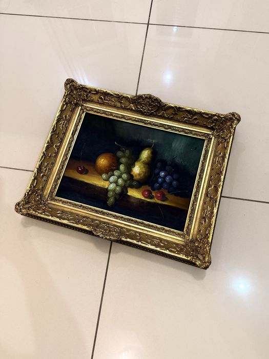 Szwajcaria Obraz olejny na płótnie antyczny ANTYK Martwa Natura Owoce