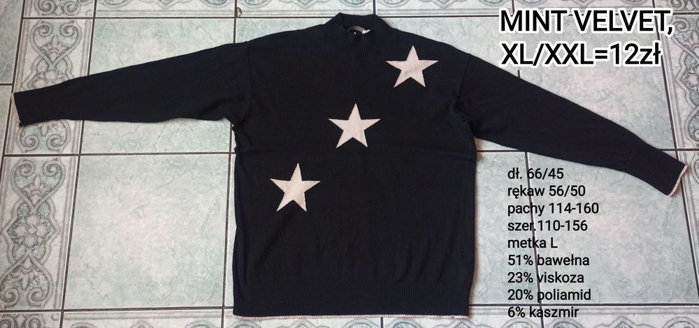 Sweter młodzieżowy, damski z kaszmirem.