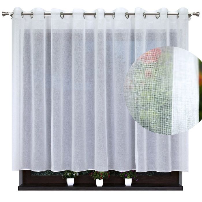 Firanka batyst gotowa na przelotkach z ołowianką 400x150 cm biała