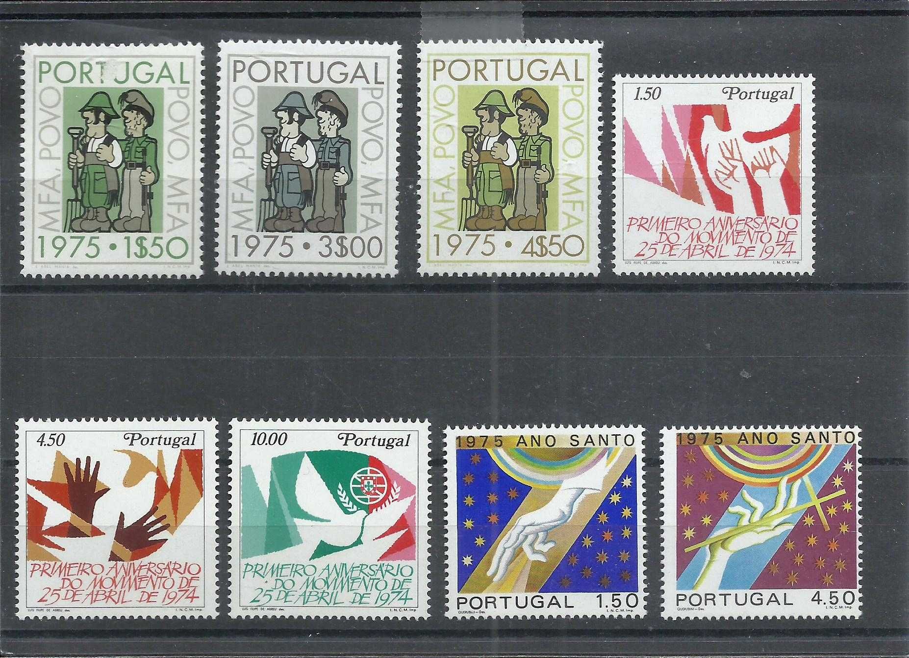 Selos portugueses – Ano completo de 1975, 33 selos como novos
