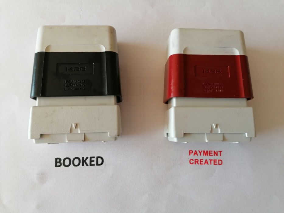 Conjunto de 5 carimbos de escritório, almofada+tinta (Preta,Azul,verme