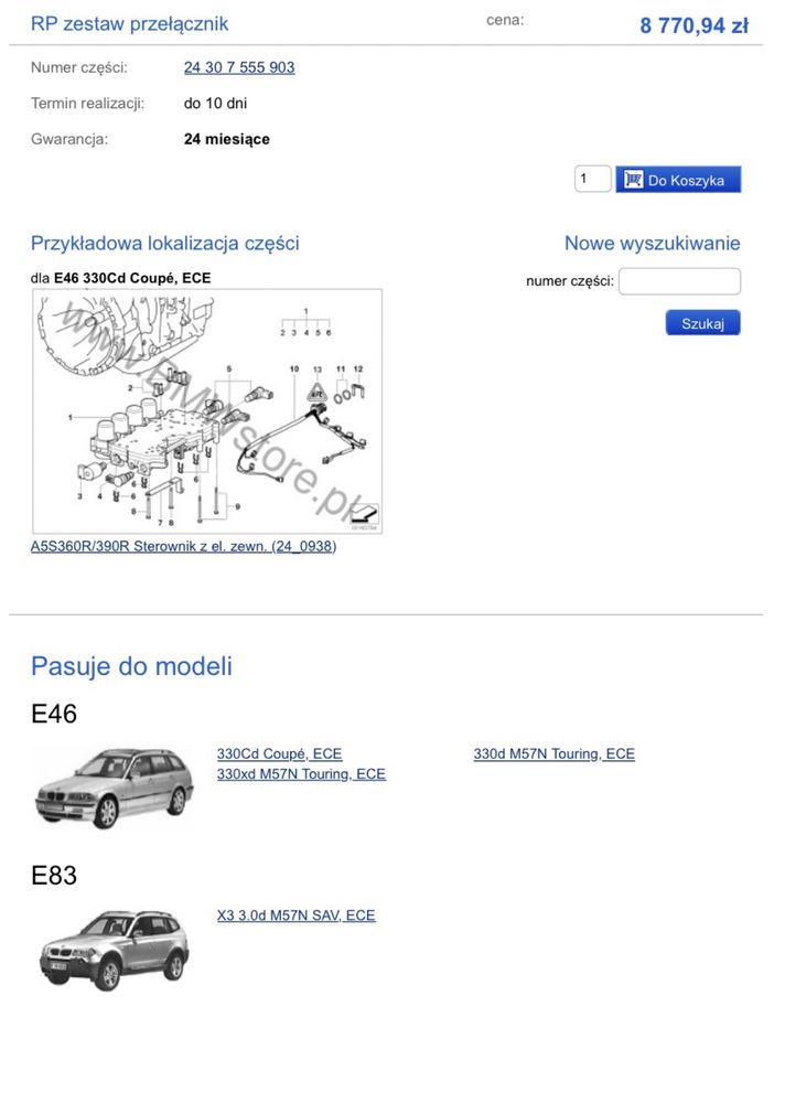 Fabrycznie nowa OE Mechatronika BMW e46 x3 e83 m57n