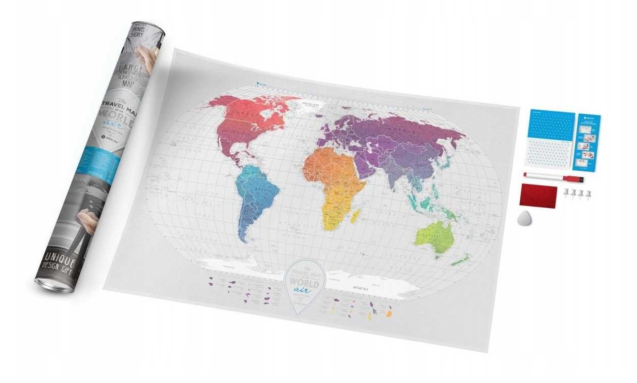 Mapa świata zdrapka scratch map transparentna