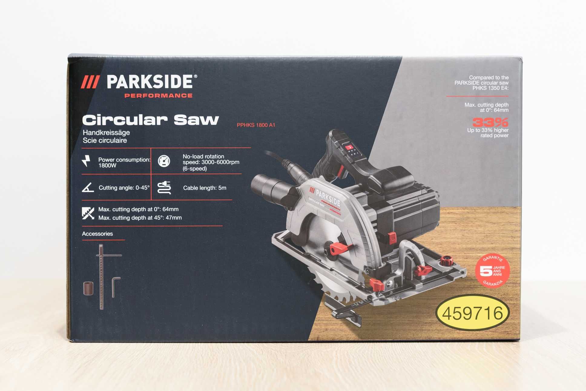 Ручна циркулярна пила Parkside PPHKS 1800 A1 / Паркетка, циркулярка