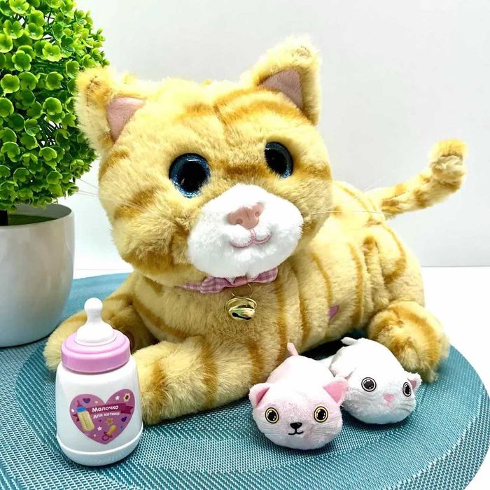 Котик Киця Кошка інтерактивна з кошенятами TK Group Руда (933-81)