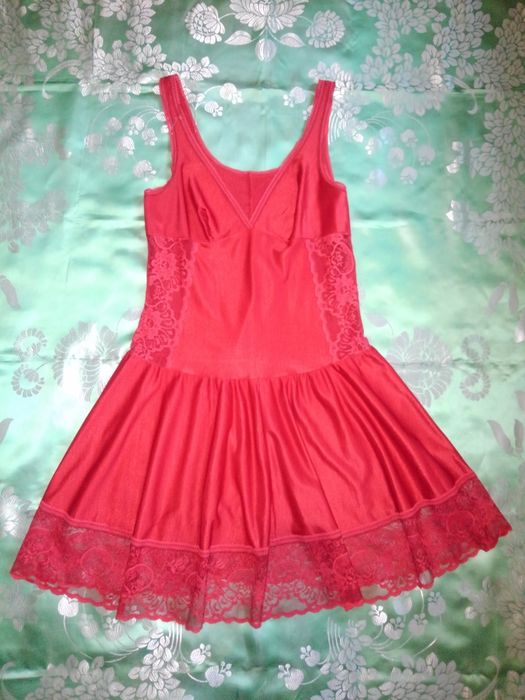 Жіноча комбінація комбинация вишневого червоного бордового кольору