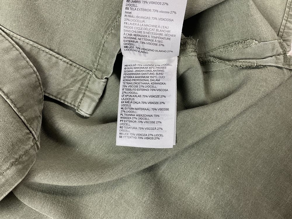 H&M sukienka damska S 36 khaki wiskoza jedwab szmijzerka luźna zwiewna