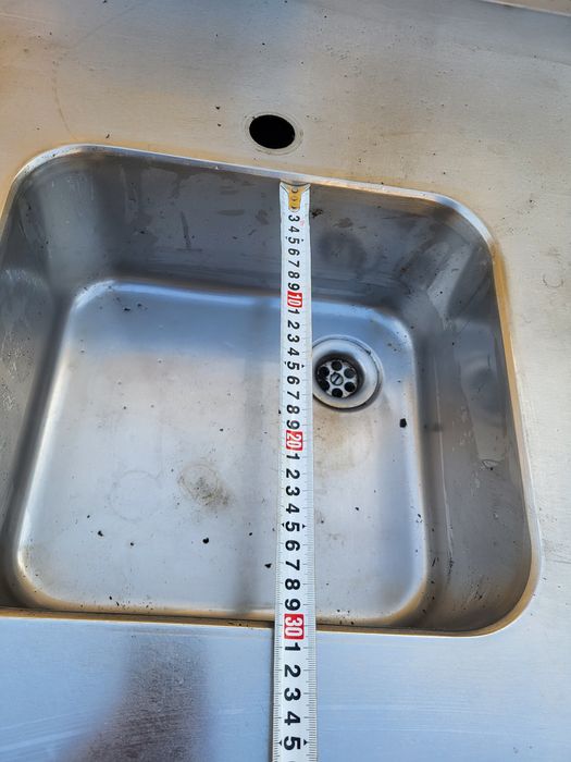 Blat stół gastronomiczny duży 70x237cm zlew + szafka, Stal Nierdzewna