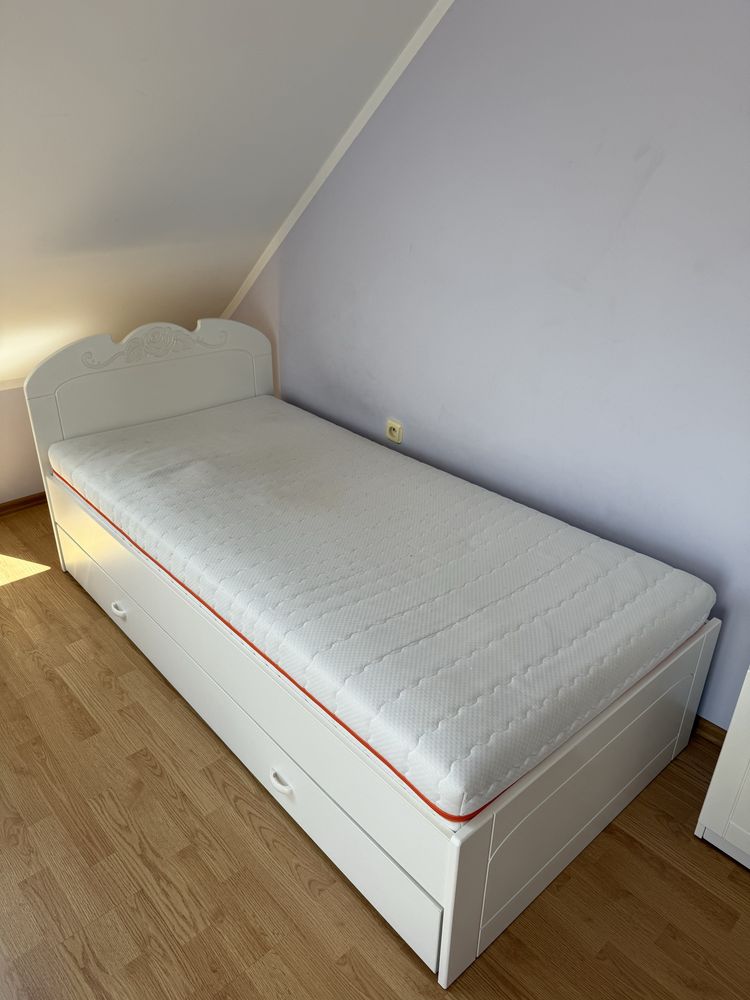 MEBLIK ŁÓŻKO BIANCO FIORI 90x190 (+materac gratis)
