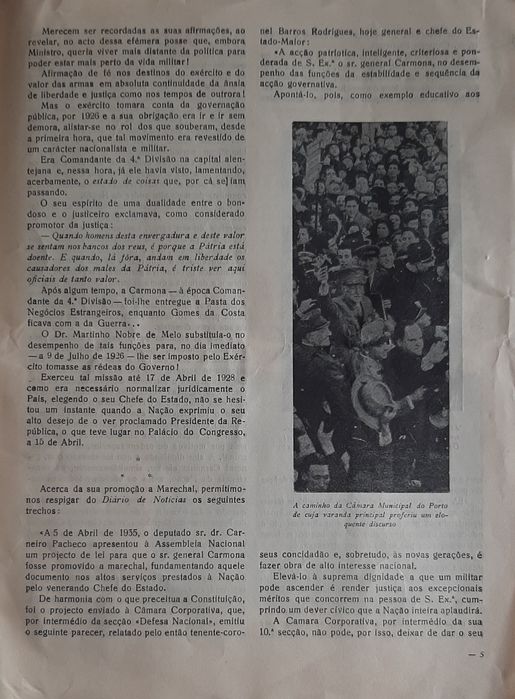 Marechal Óscar Carmona Supremo Magistrado da Nação. Raro